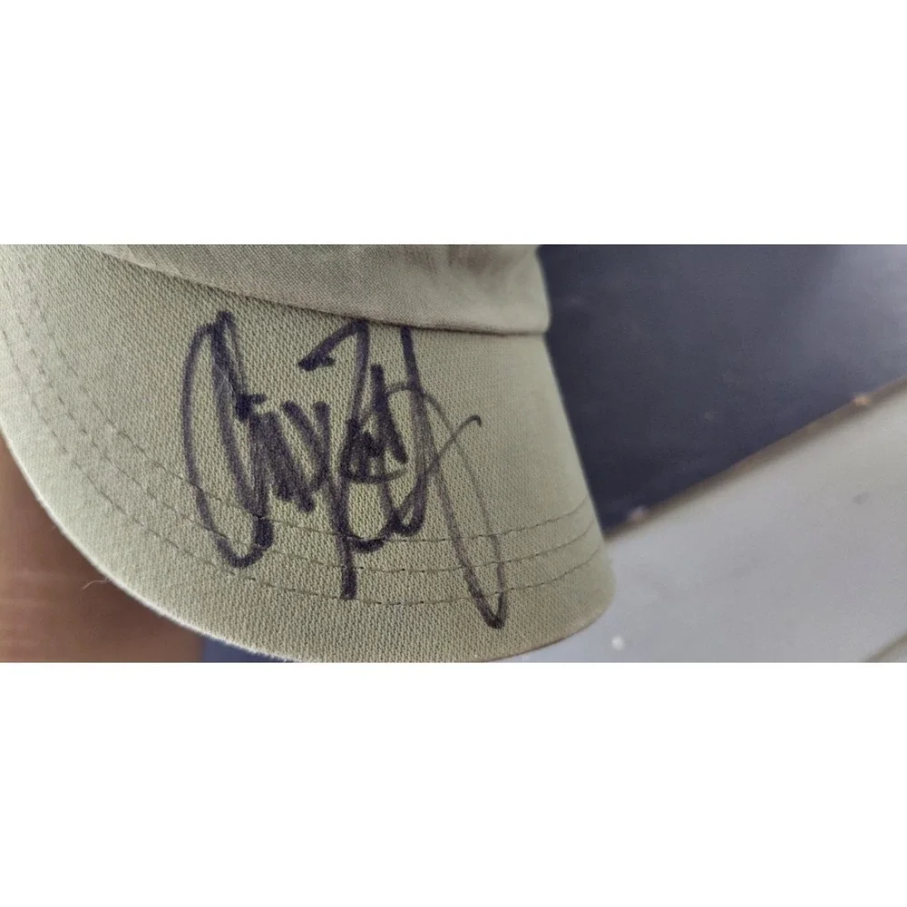Unknow Autograph handwritten signature olive green distressed cadet Style Cap
